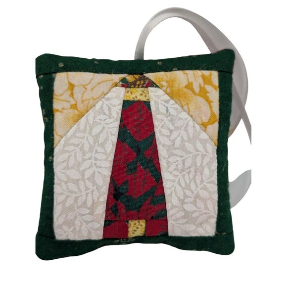 Set of 2 Lighthouse Themed ornament & Handmade Patchwork pillow - Picture 4 of 7